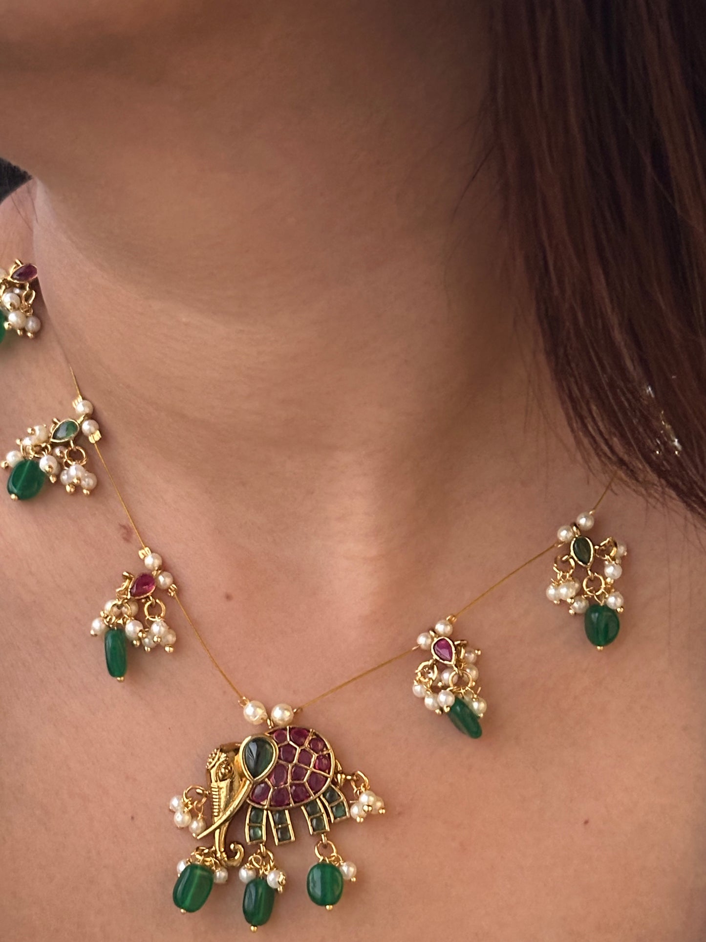 Invisible Chain Necklace Set-Gajanan