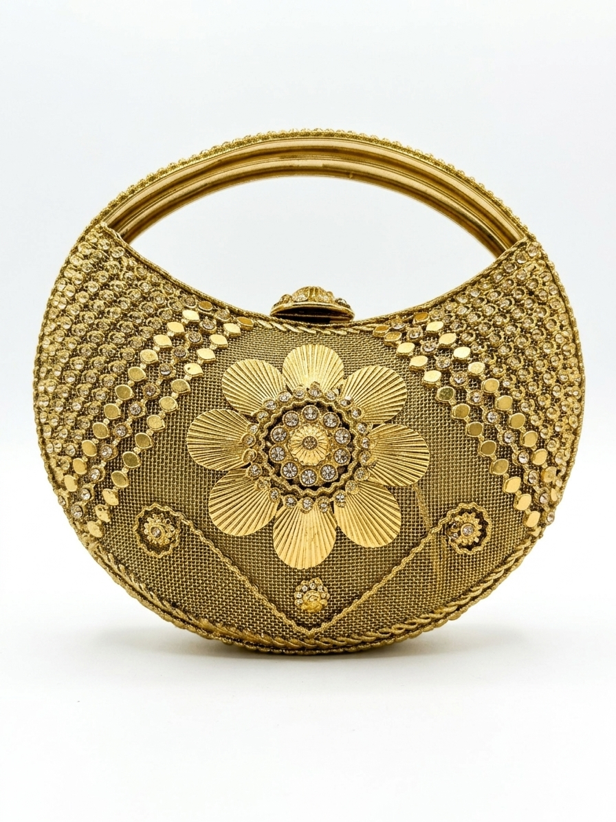 Artisan Gold Filigree Moon Clutch