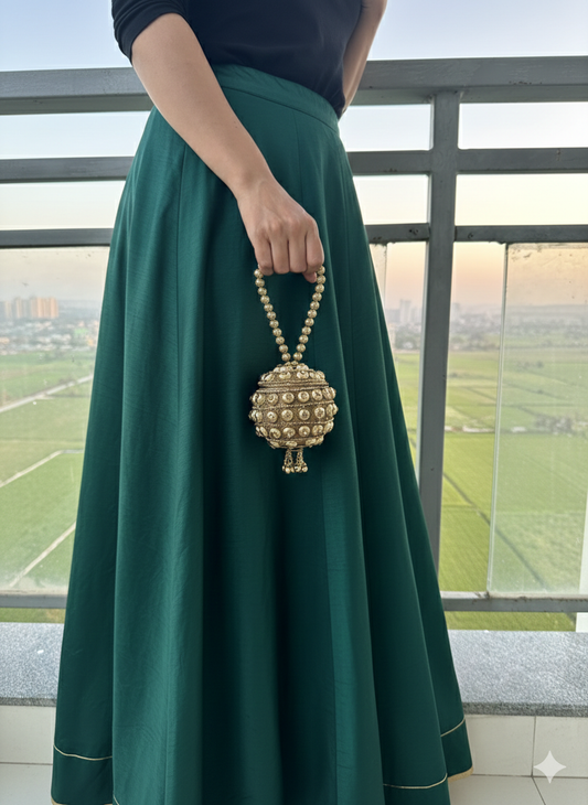 Zari-Encrusted Gold Sphere Potli Clutch