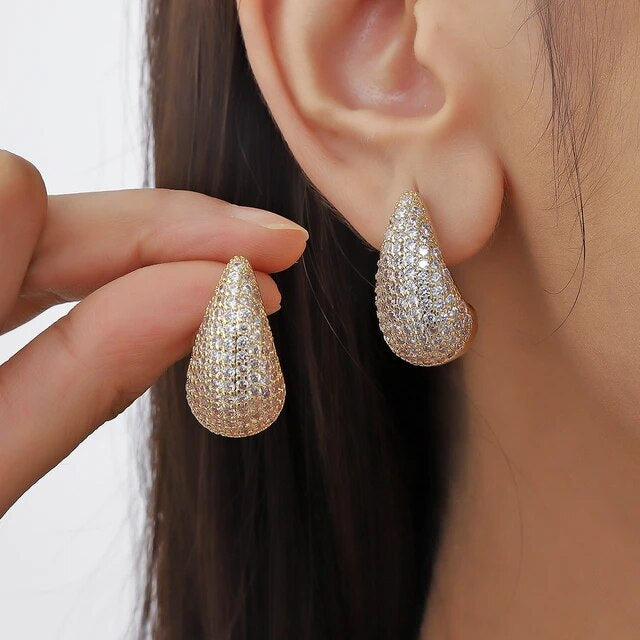 Studded Tear Drop Earrings