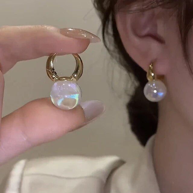 Milky White Pearl Hoops