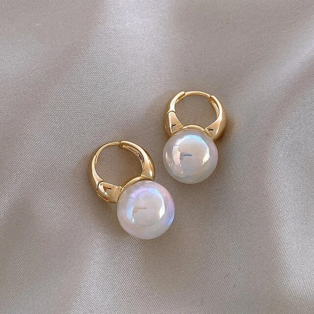 Milky White Pearl Hoops