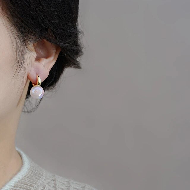 Milky White Pearl Hoops