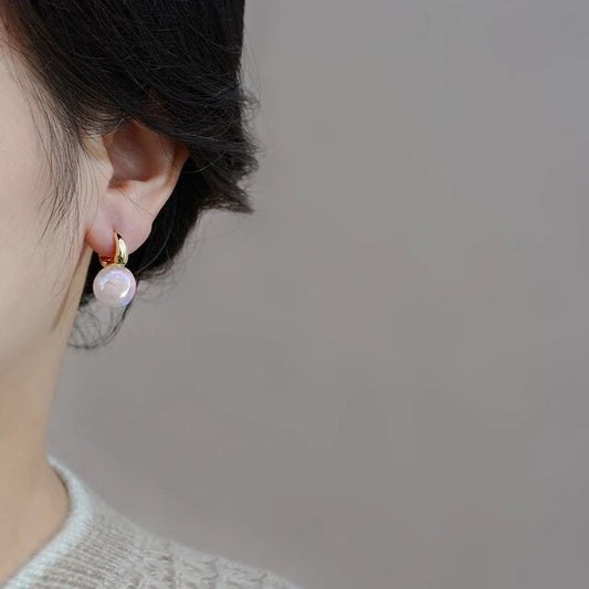 Milky White Pearl Hoops