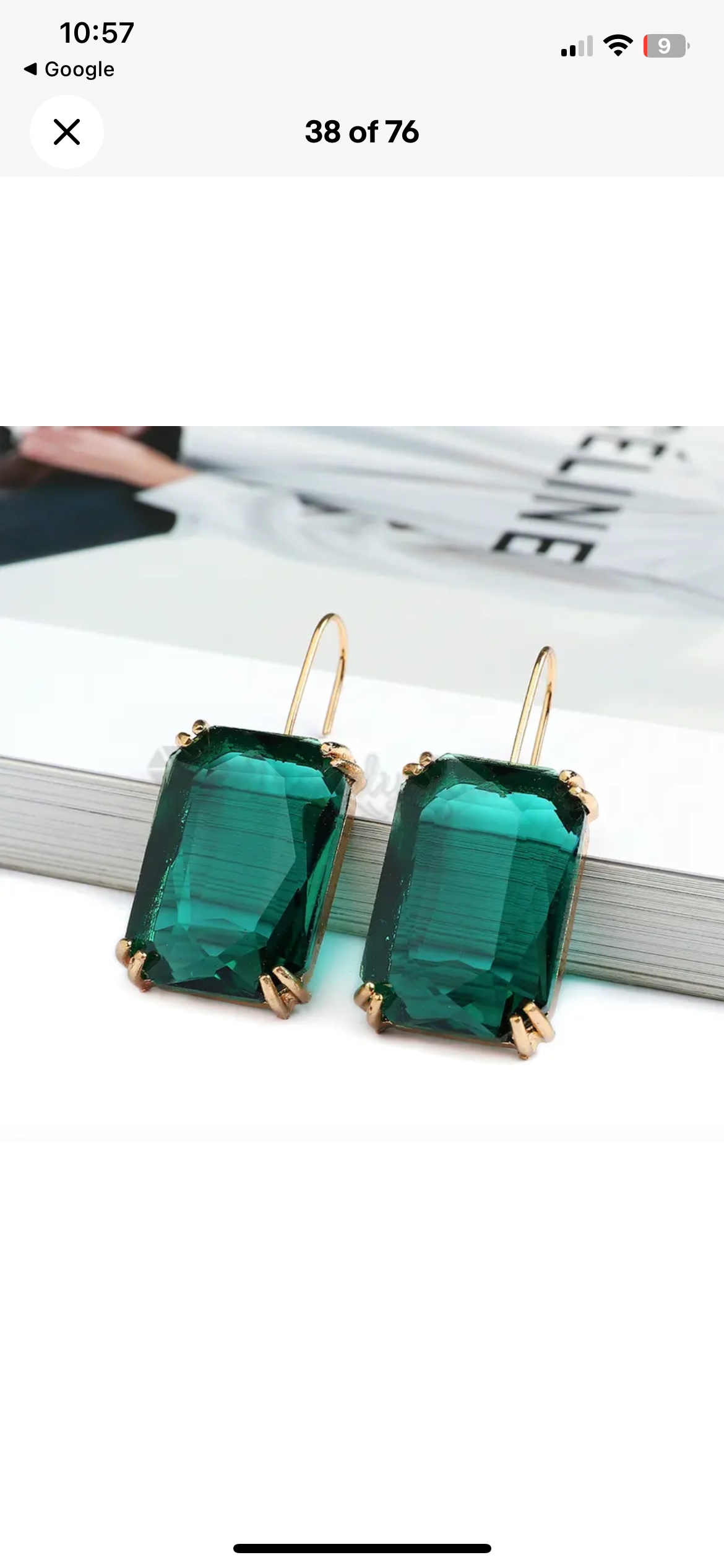 Glass Green Transparent Earrings