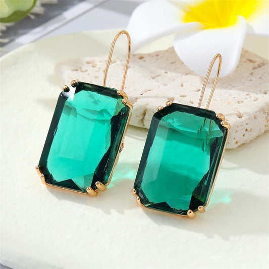 Glass Green Transparent Earrings