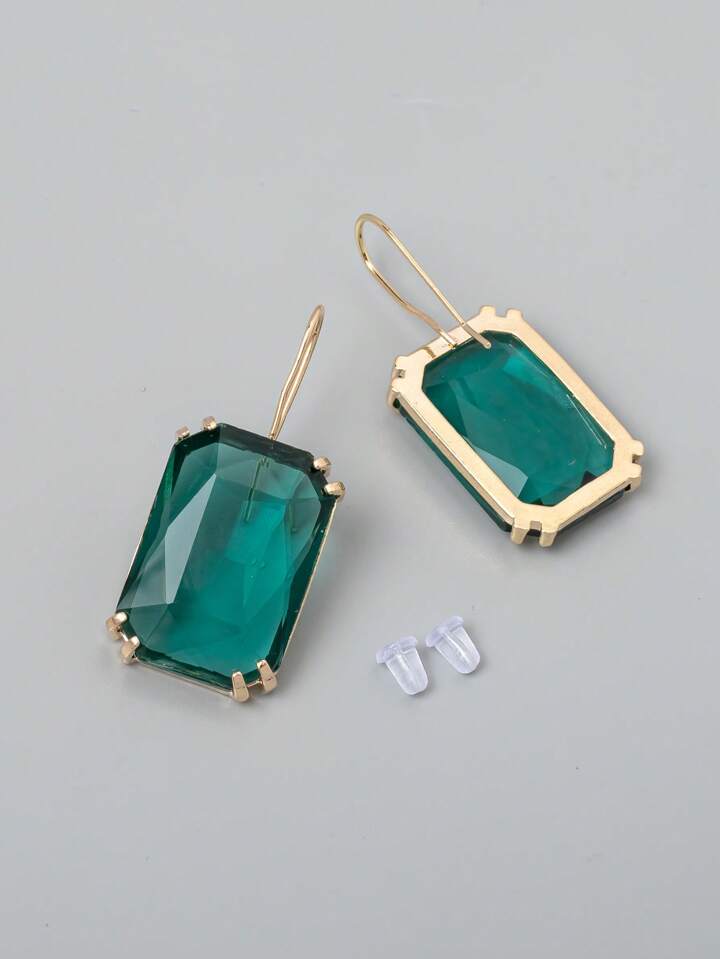 Glass Green Transparent Earrings