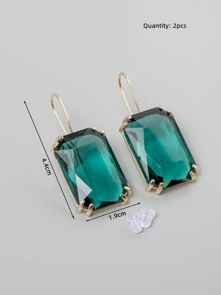 Glass Green Transparent Earrings