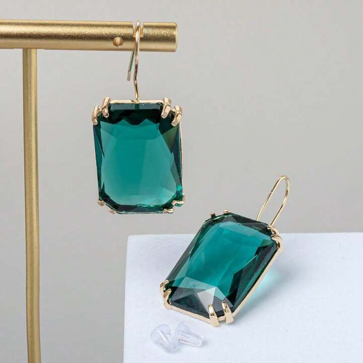 Glass Green Transparent Earrings