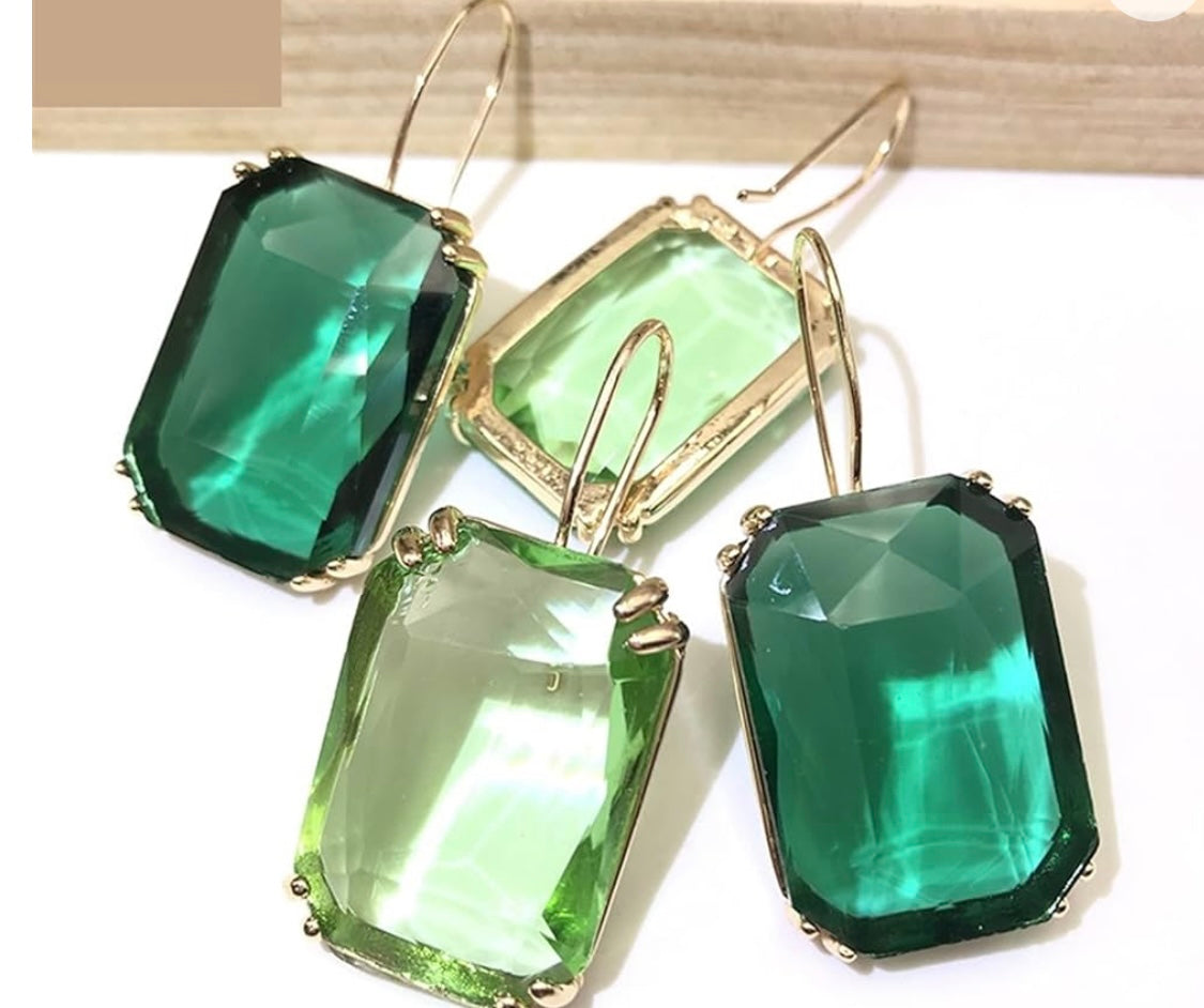 Glass Green Transparent Earrings