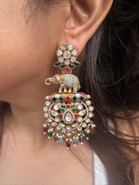 Jeweled Elephant Cascade Earrings