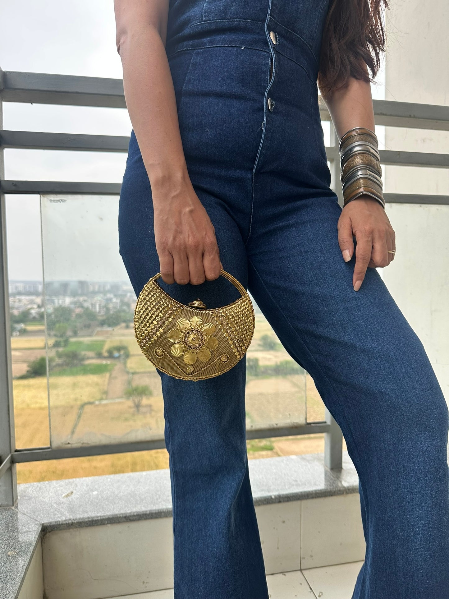 Artisan Gold Filigree Moon Clutch