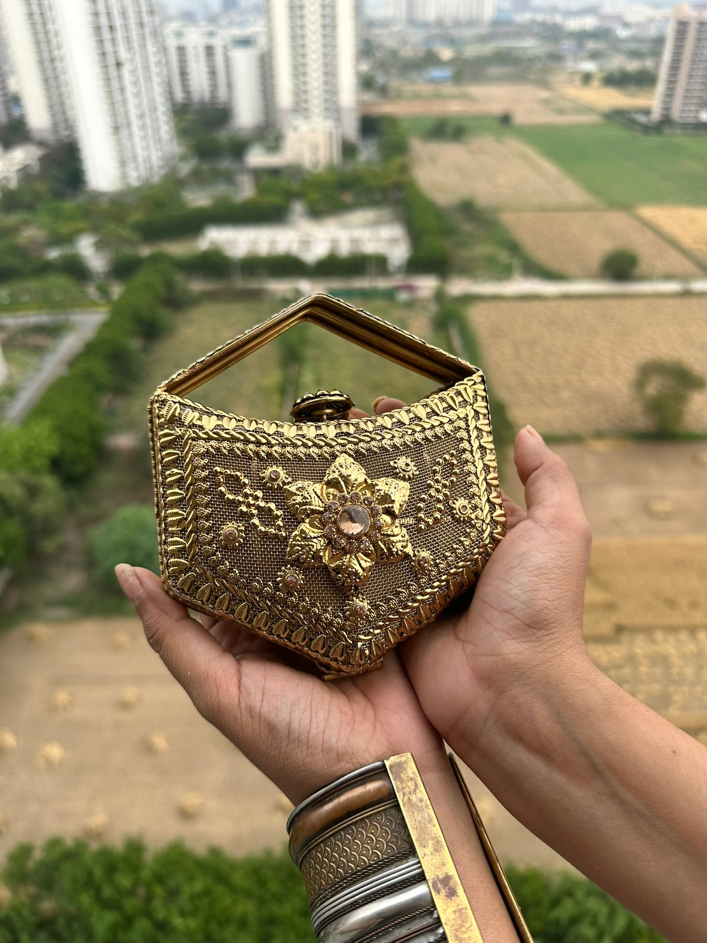 Virasat Hardcase Filigree Clutch