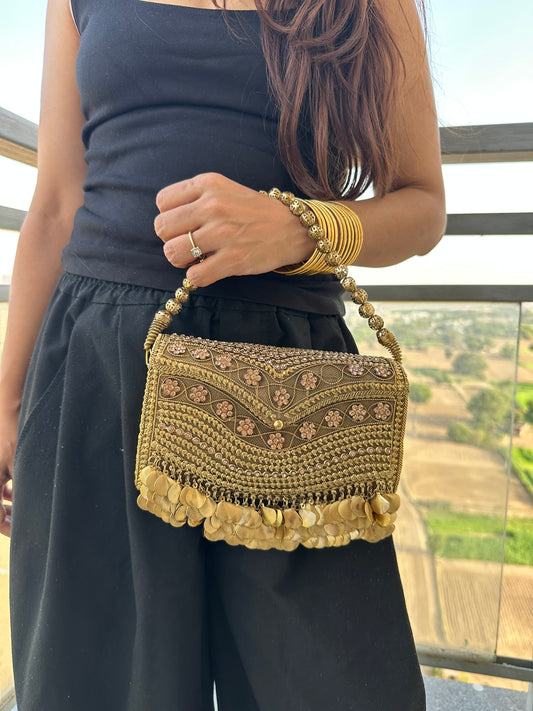 Noori Antique Filigree Metal Clutch