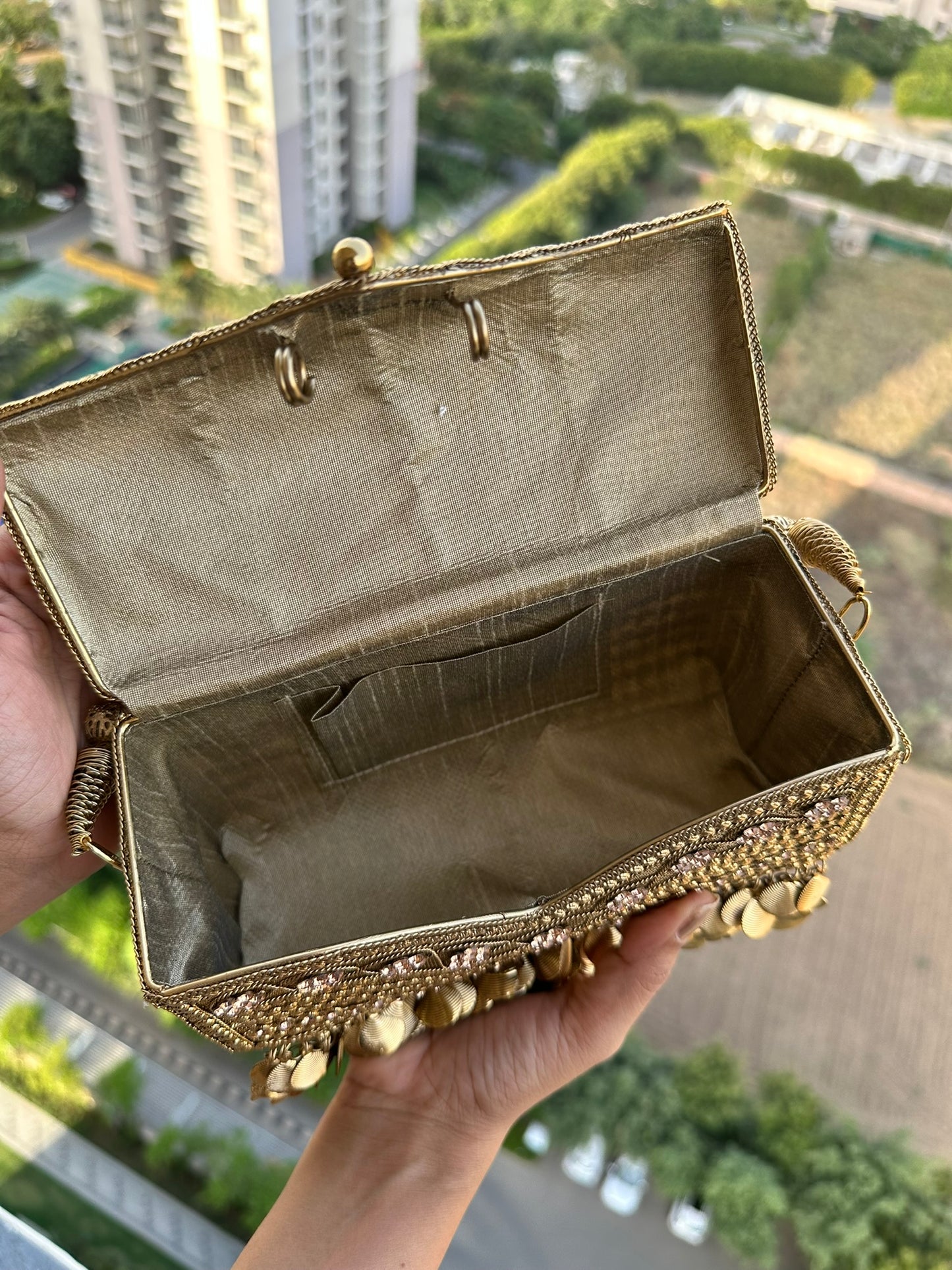 Noori Antique Filigree Metal Clutch