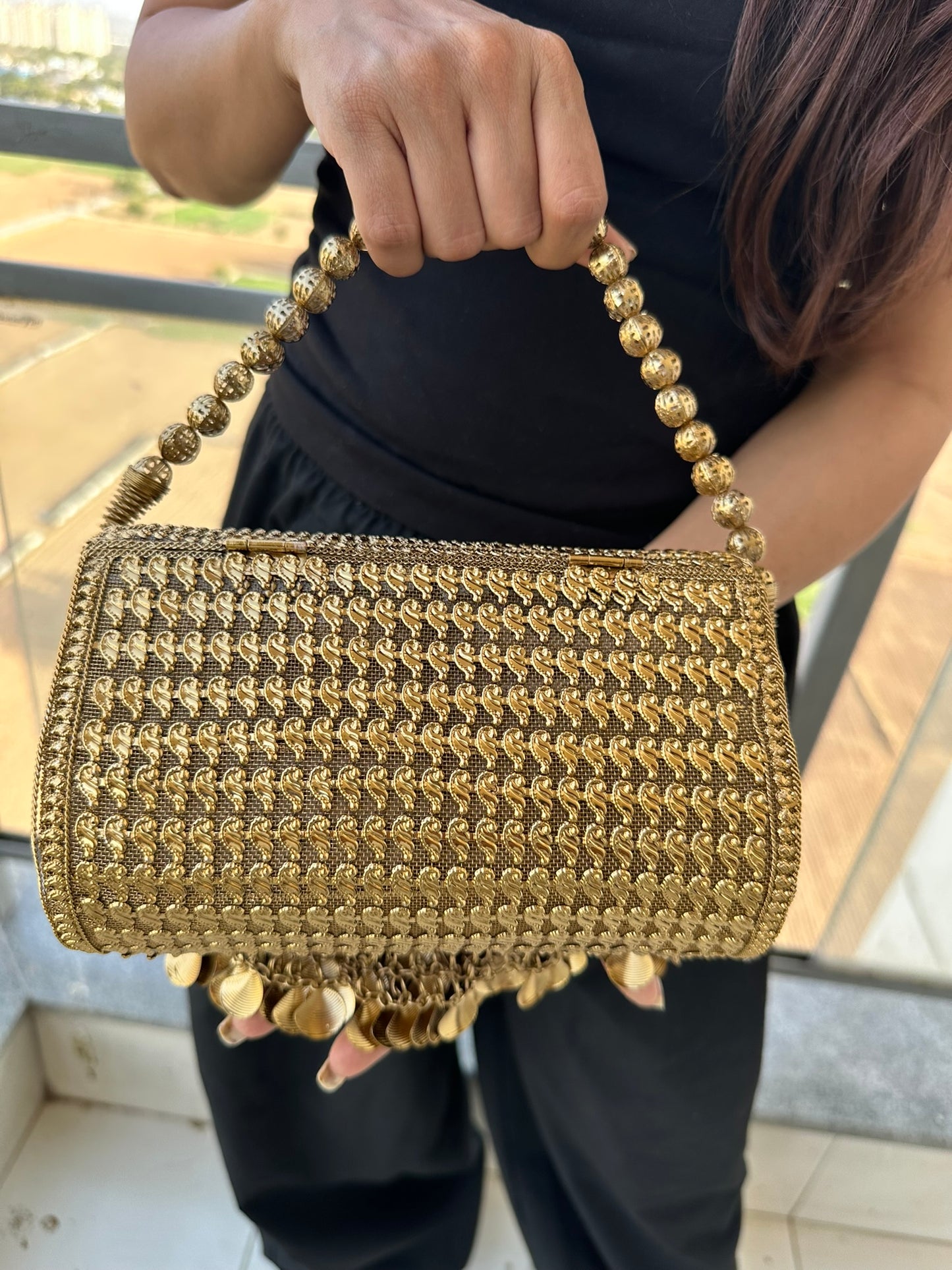 Noori Antique Filigree Metal Clutch