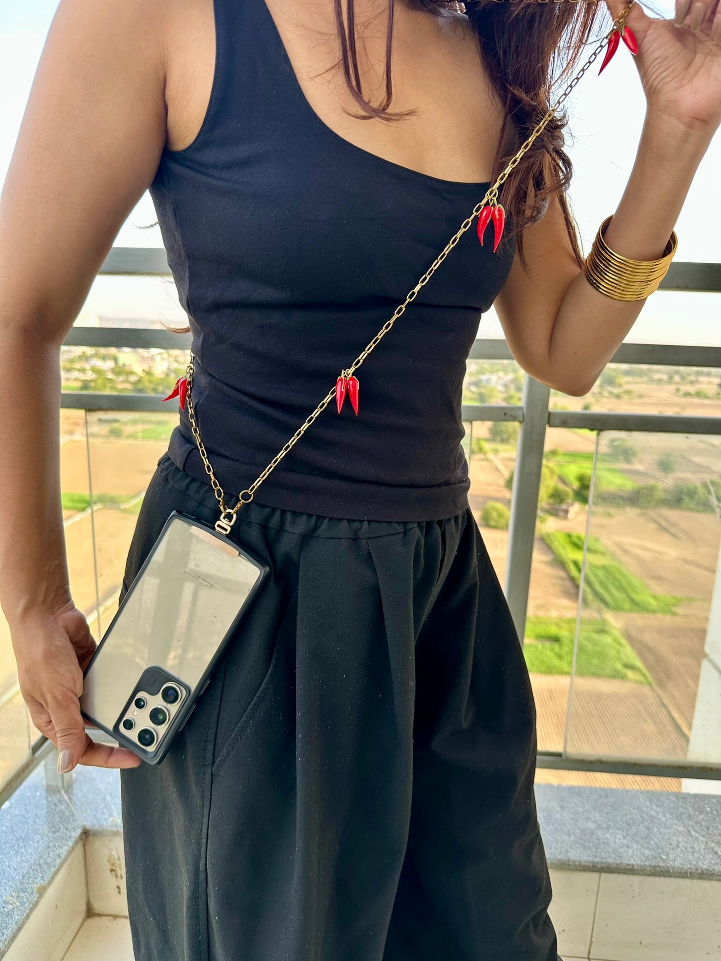 The Picante Crossbody Phone Chain Sling • Available in 2 Charm Styles