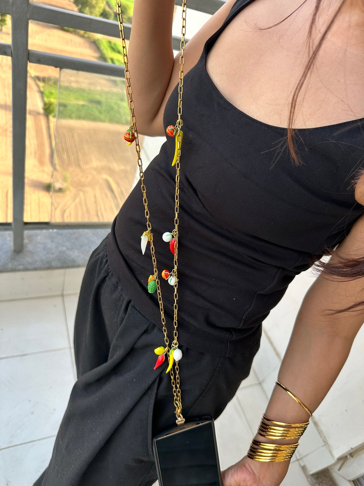 The Picante Crossbody Phone Chain Sling • Available in 2 Charm Styles