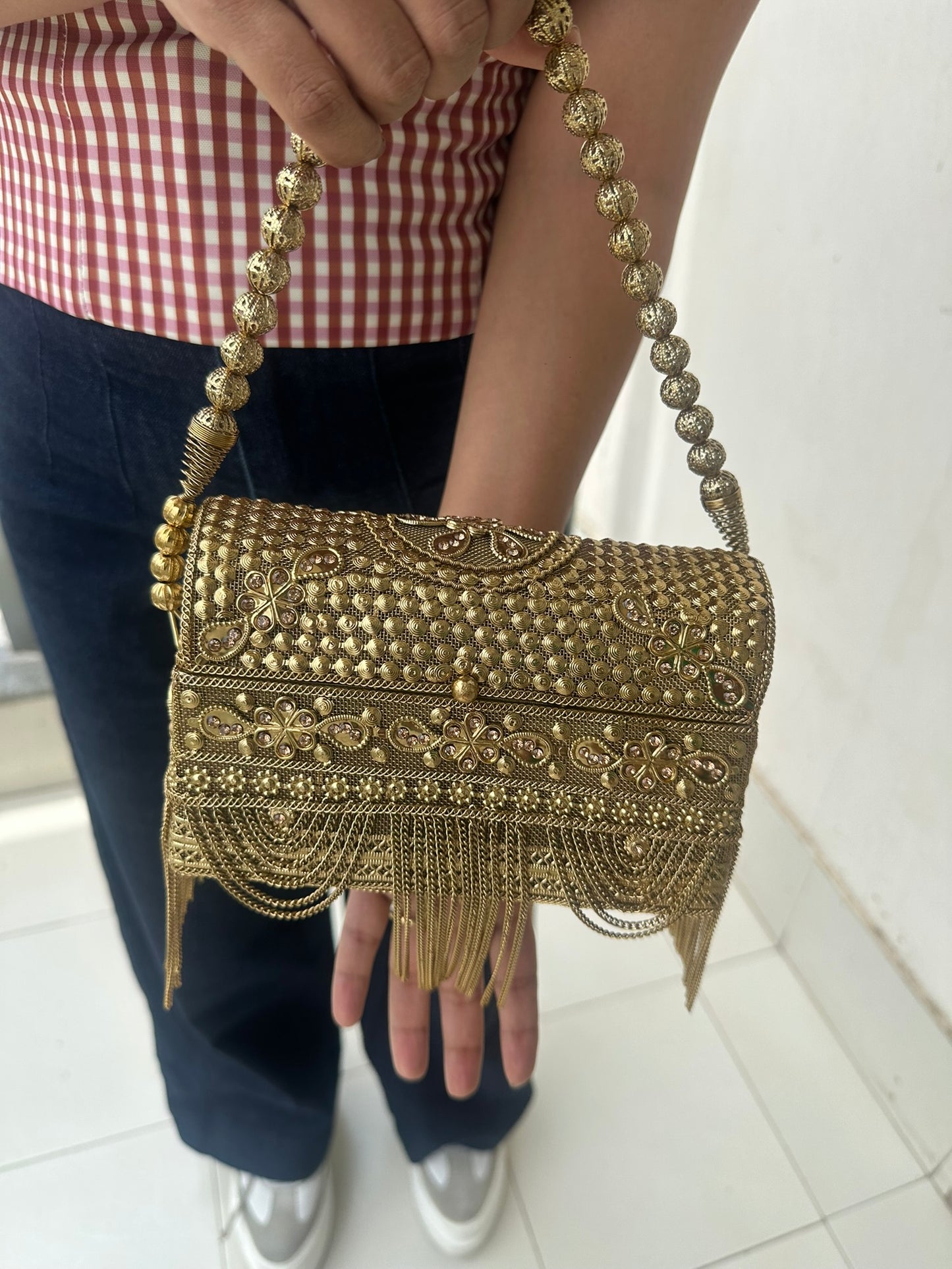 The Noor Fringe Minaudière Box Clutch