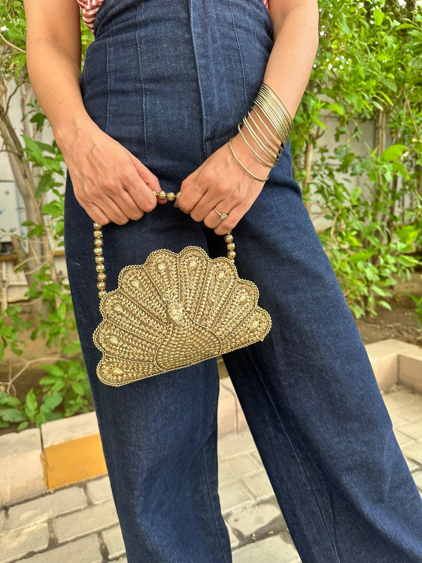 The Royal Palm Scalloped Minaudière Clutch