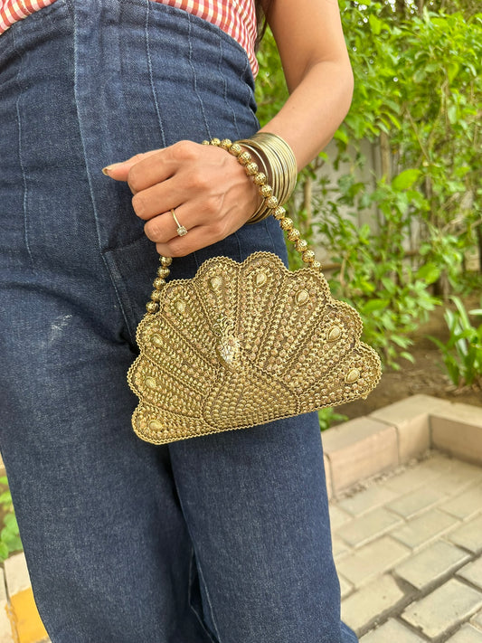 The Royal Palm Scalloped Minaudière Clutch