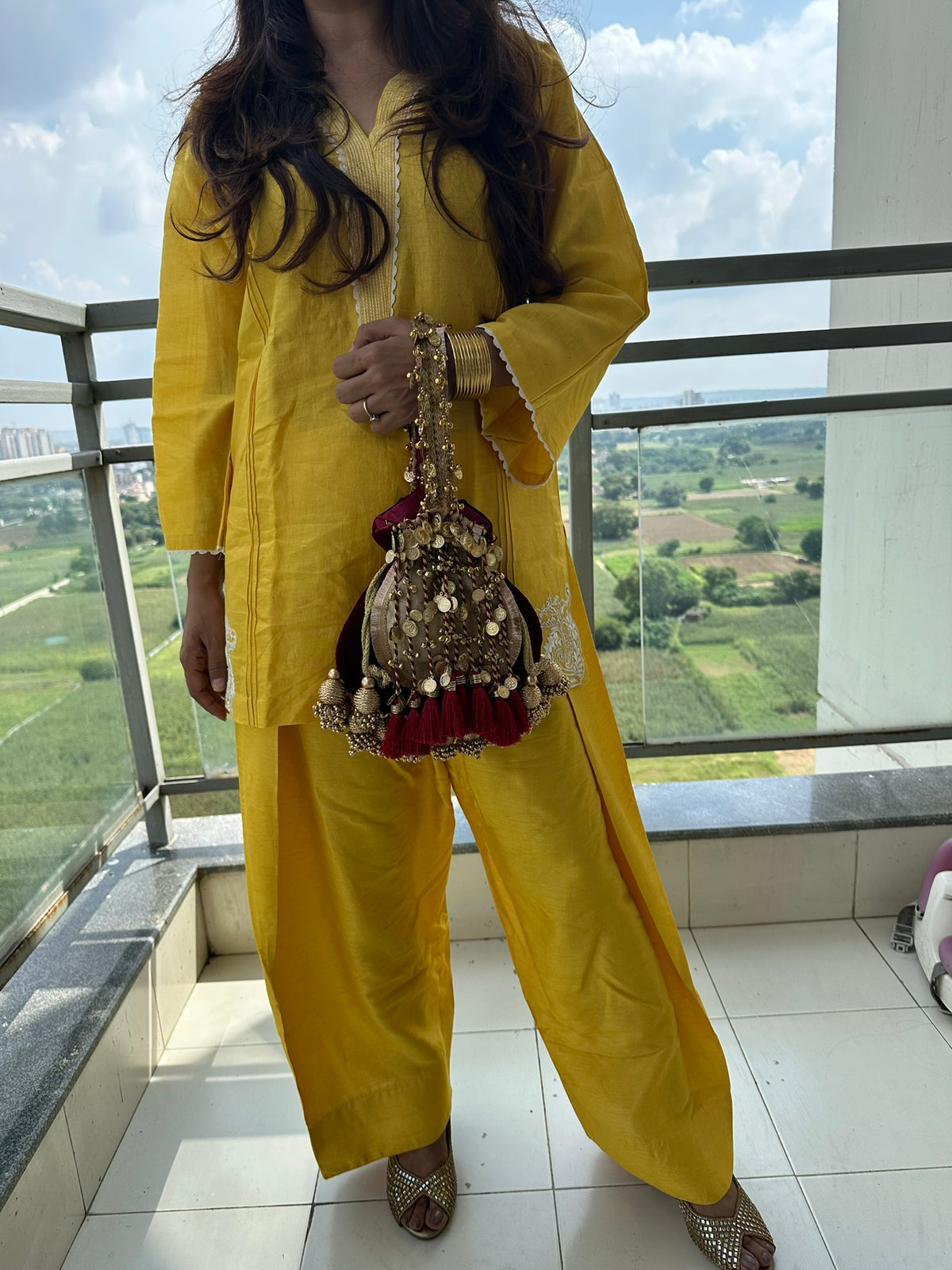 The Royal Shehnaai Potli Bag Collection | Traditional Indian Potli Bag with Tassels and Coin Detail | Velvet Silk Drawstring Wedding Wristlet | Bridal Accessories for Mehndi, Sangeet & Festive Wear