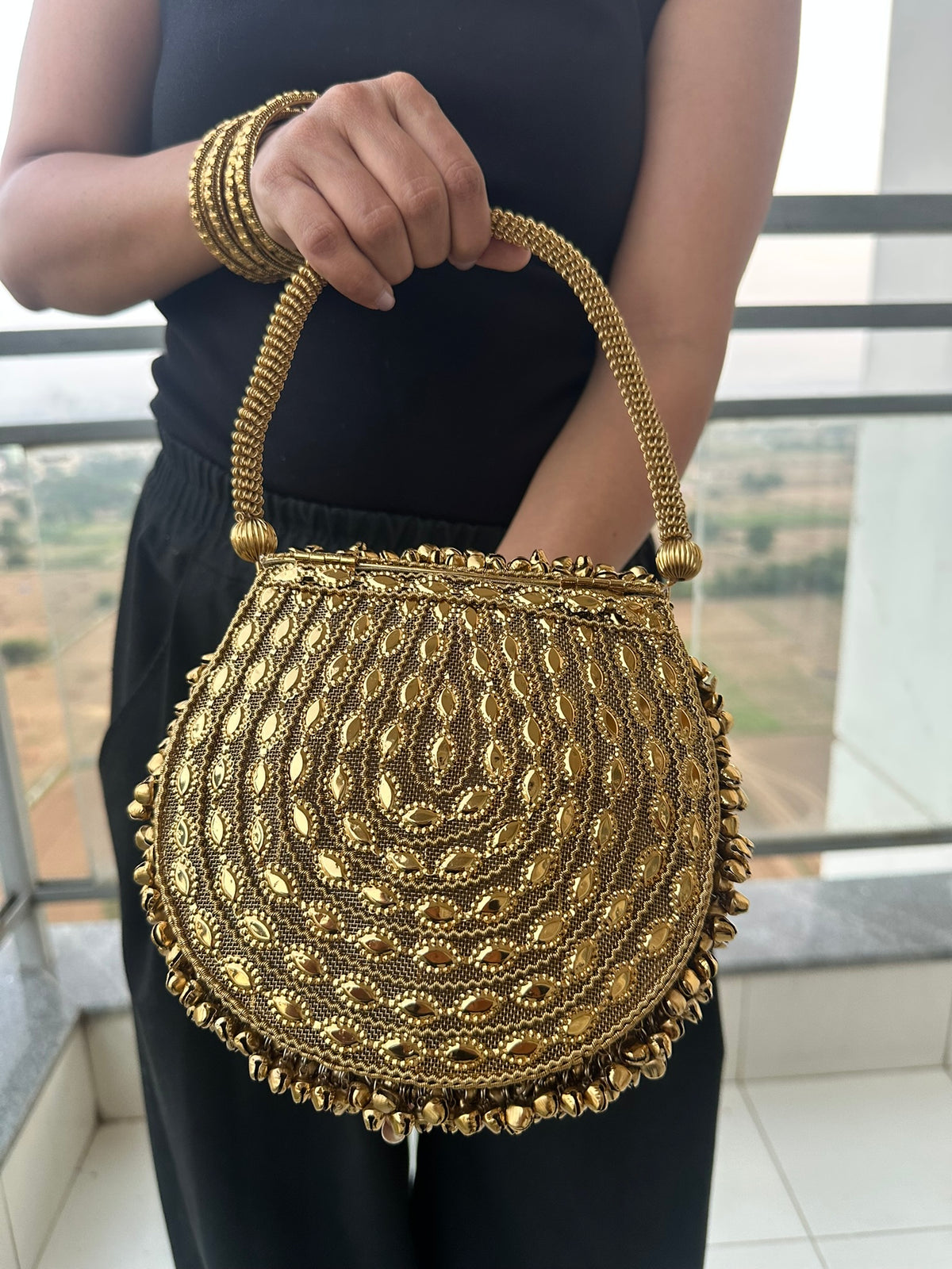 The ZARINA Antique Gold Metalwork Bag | Handcrafted Antique Gold Metal Mesh Bag Vintage Evening Clutch Purse