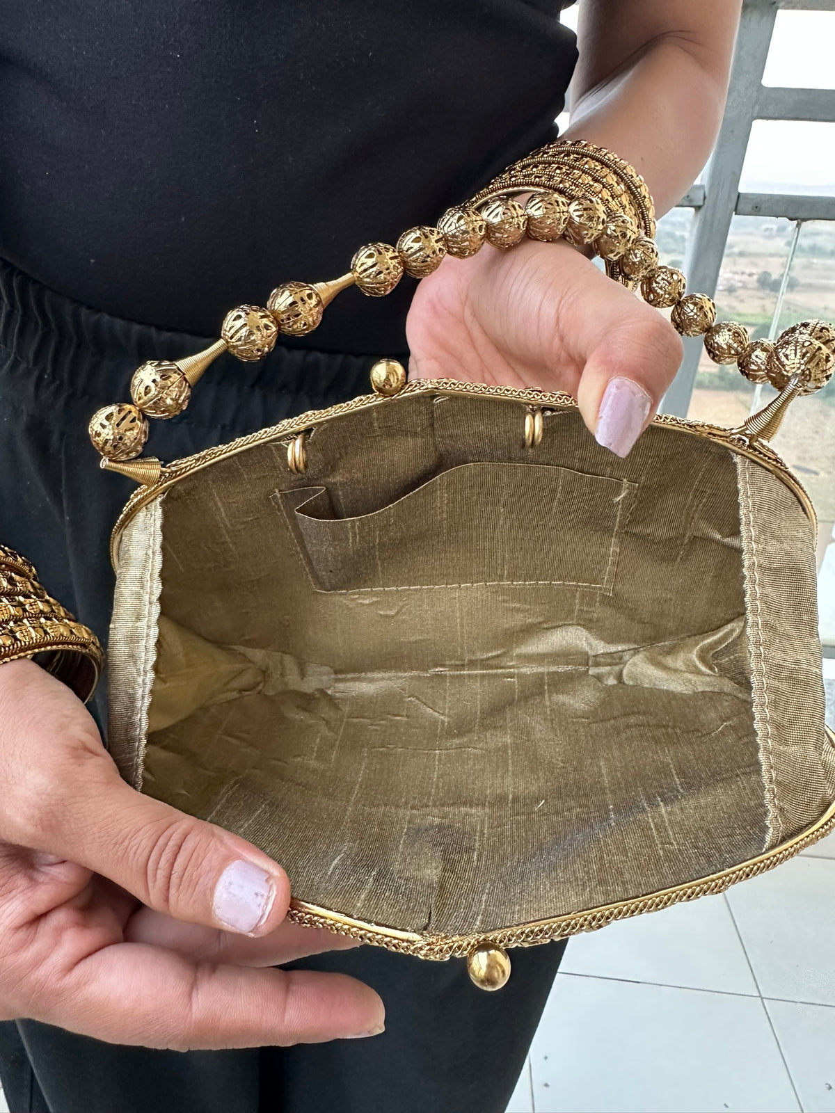 The MAYURA Peacock Metalwork Evening Clutch Bag | Handcrafted Gold Peacock Metal Mesh Clutch Bag Coin Fringe Evening Handbag
