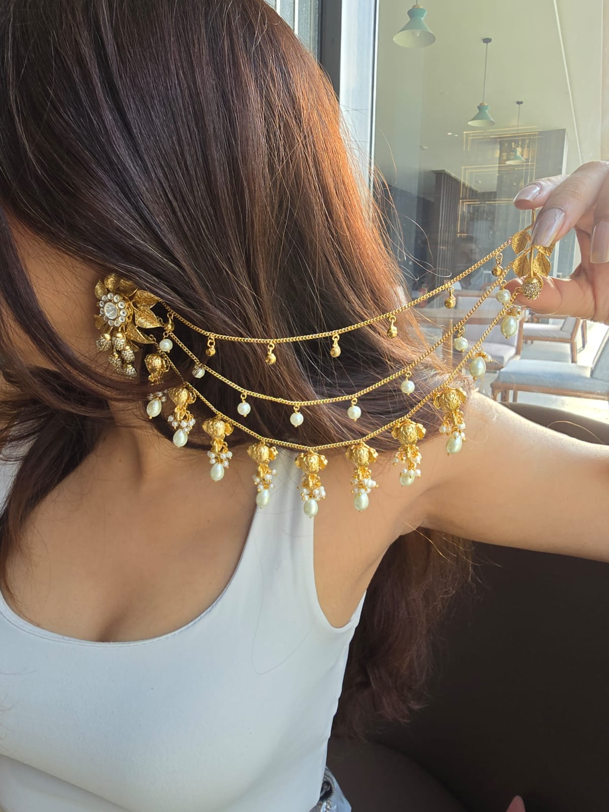 Airavata Multi-Strand Bahubali Earrings with Textured Elephant Charms