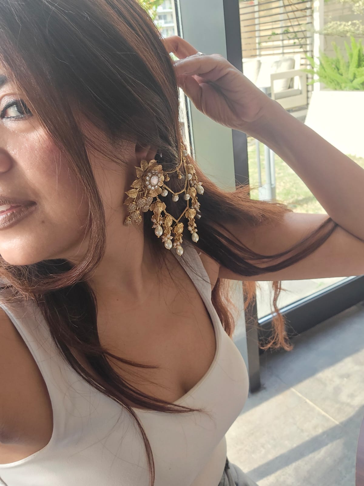 Airavata Multi-Strand Bahubali Earrings with Textured Elephant Charms