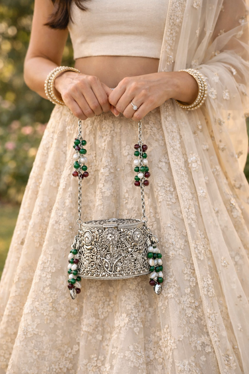 Handcrafted Mini Beaded Potli Clutch | Mini Ethnic Bridal Evening Bag with Tassels
