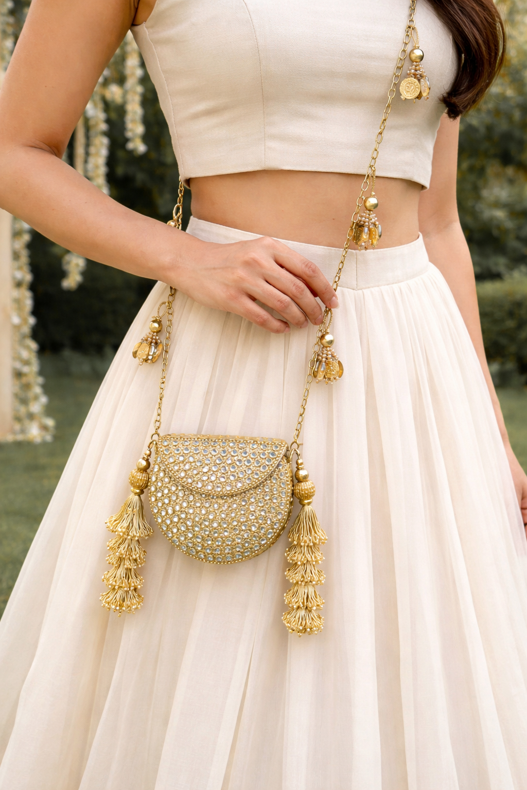 Noor-e-Zari Mini Clutch Bag with Tassles and Charms