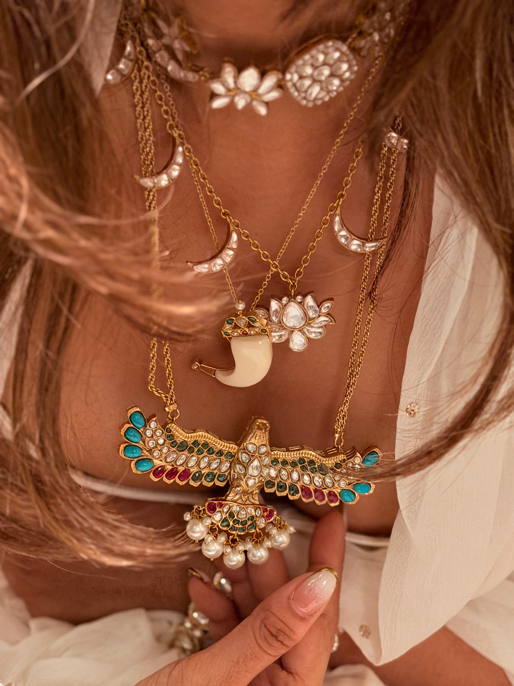 Garuda Kundan Celebrity Pendant Set