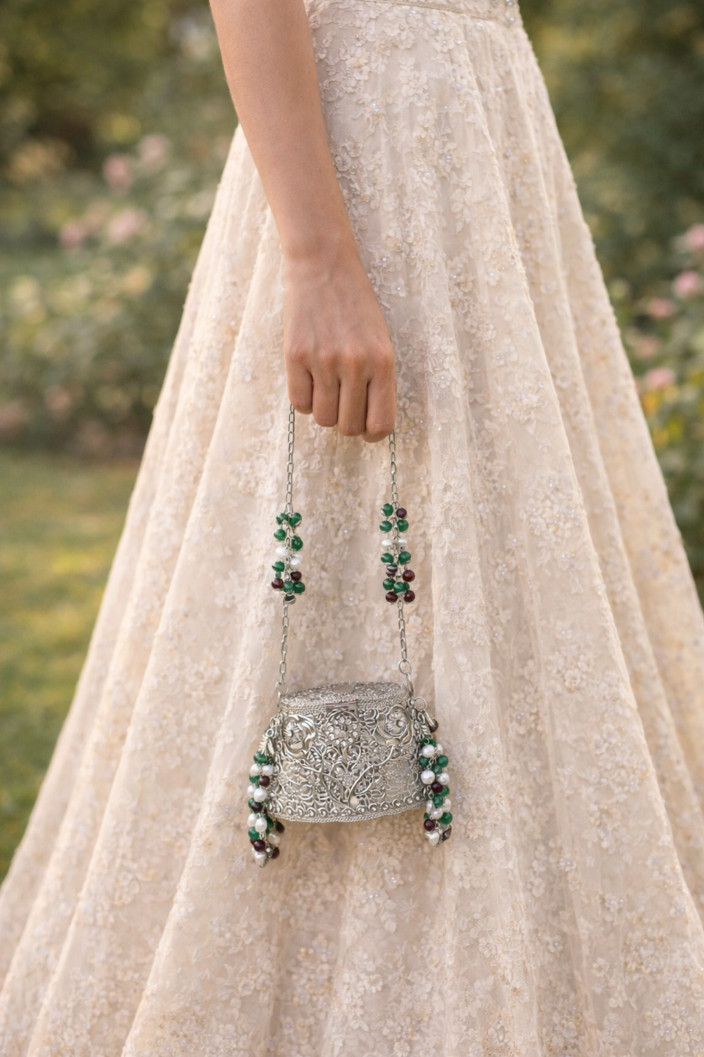 Handcrafted Mini Beaded Potli Clutch | Mini Ethnic Bridal Evening Bag with Tassels