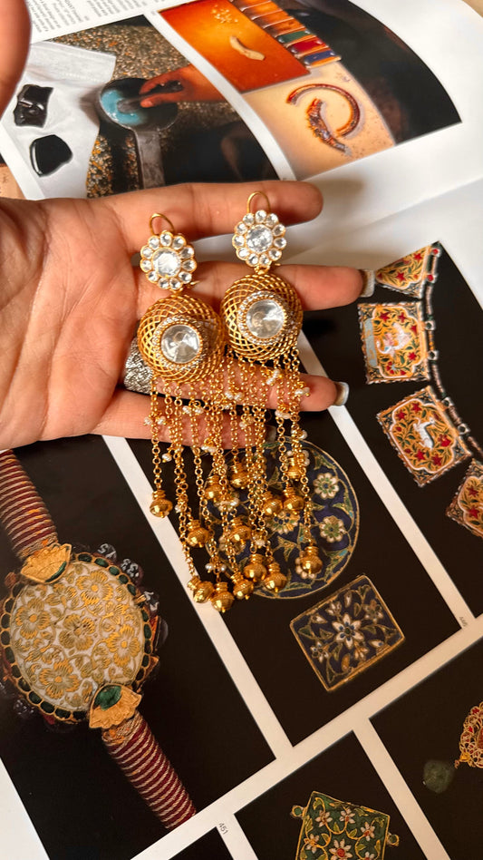 Noor Jaal Kundan Polki Cascade Earrings