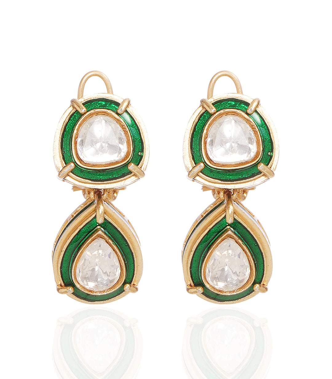 Nooraya Cascade Polki Multilayered Necklace Set (Green)