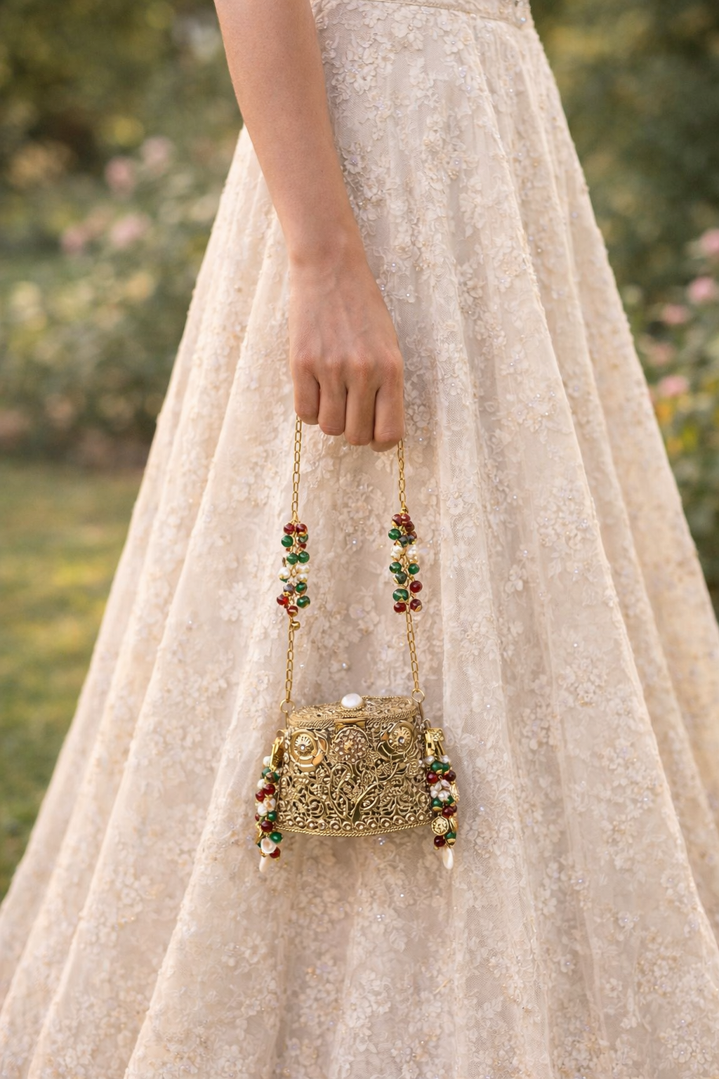 Handcrafted Mini Beaded Potli Clutch | Mini Ethnic Bridal Evening Bag with Tassels