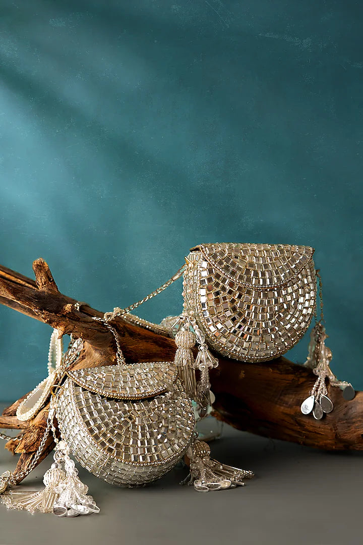 Heeramandi Aaina Tassel clutch bag