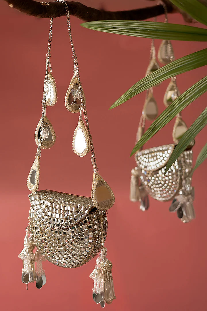 Heeramandi Aaina Tassel clutch bag