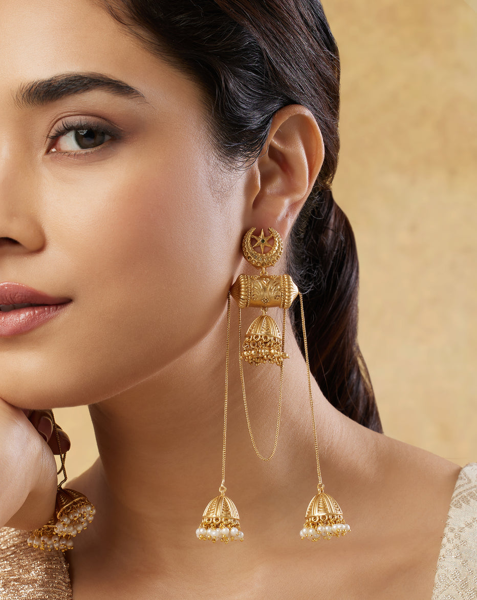 Devika Temple Ear Jhumka Earrings