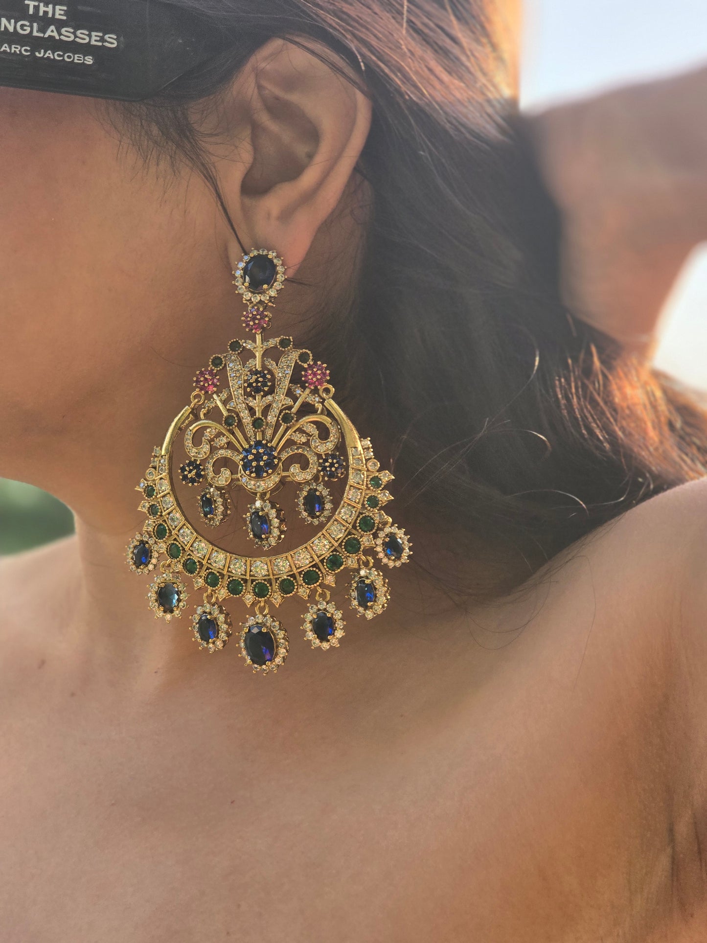 Shirin precious stones Chaandbaali Earrings