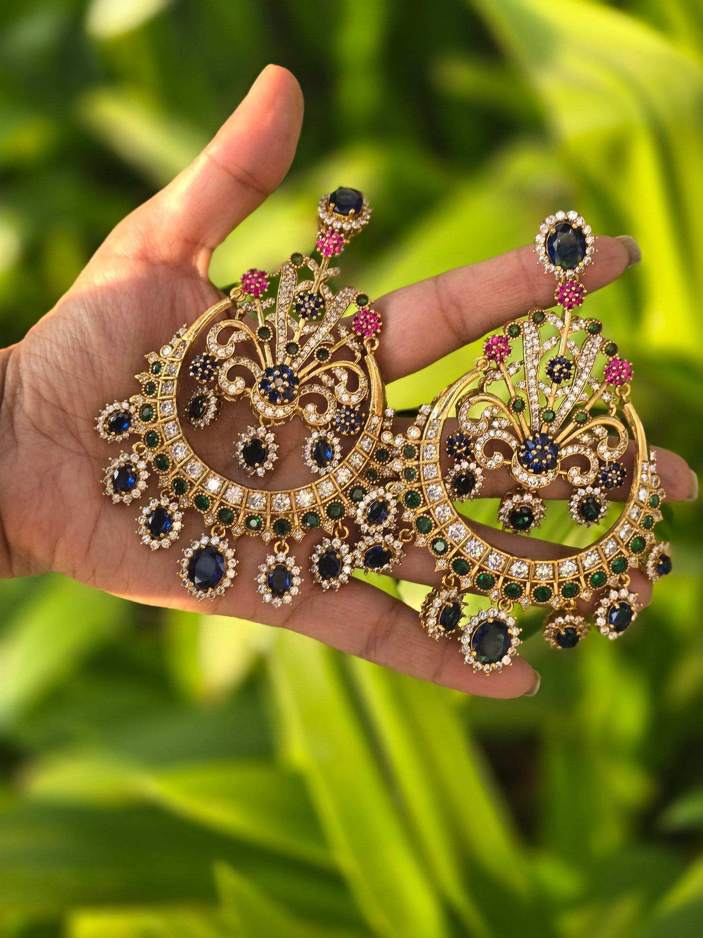 Shirin precious stones Chaandbaali Earrings