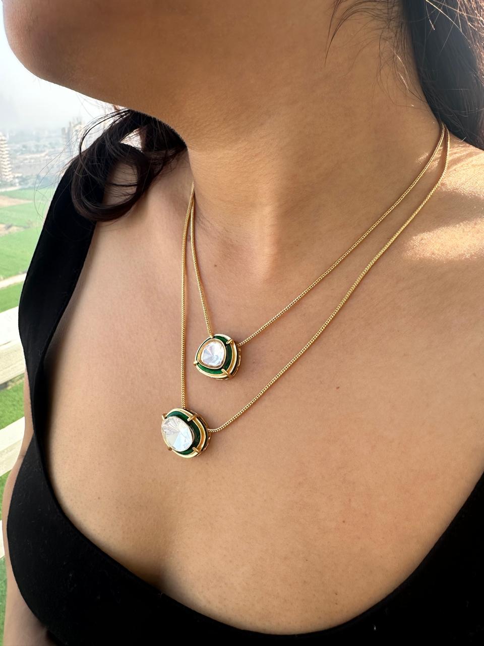 Doublet polki Cascade Multilayered Necklace Set