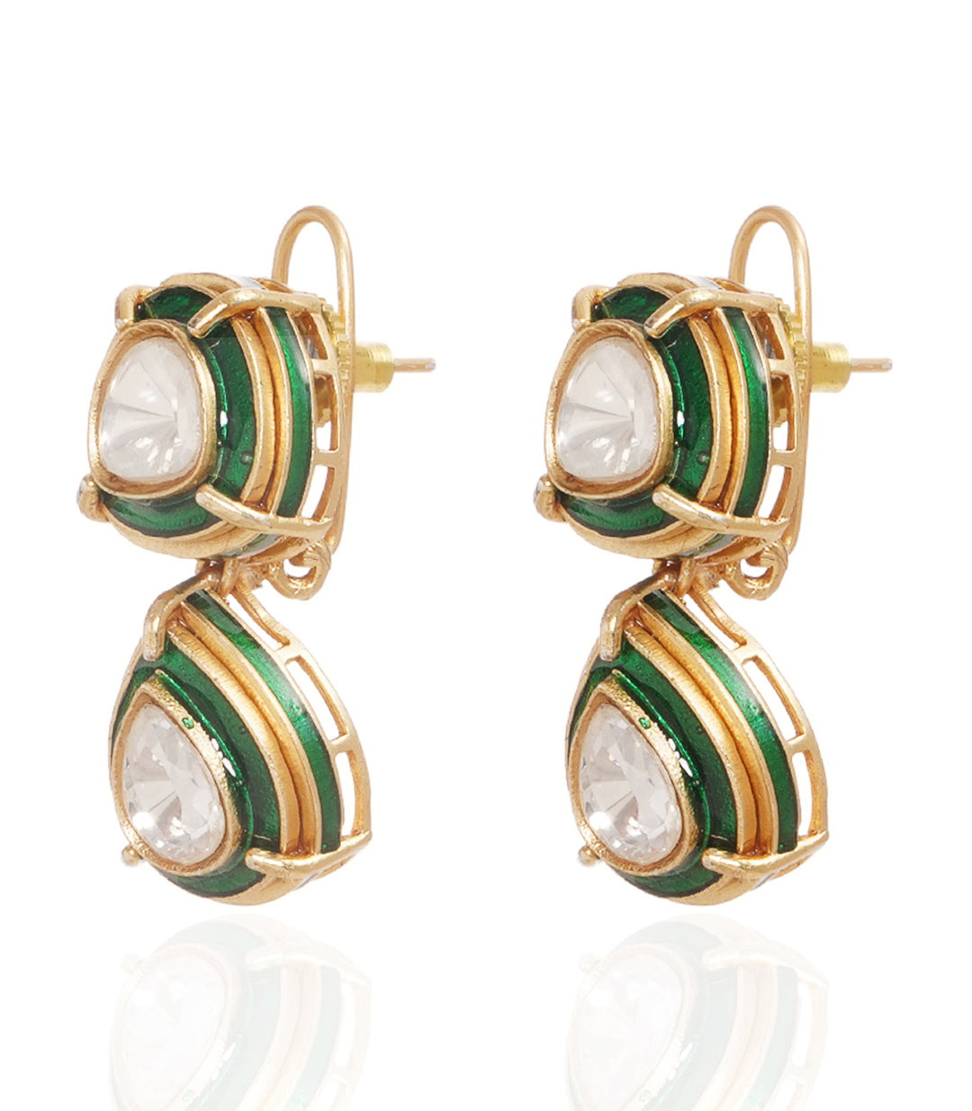 Nooraya Cascade Polki Multilayered Necklace Set (Green)