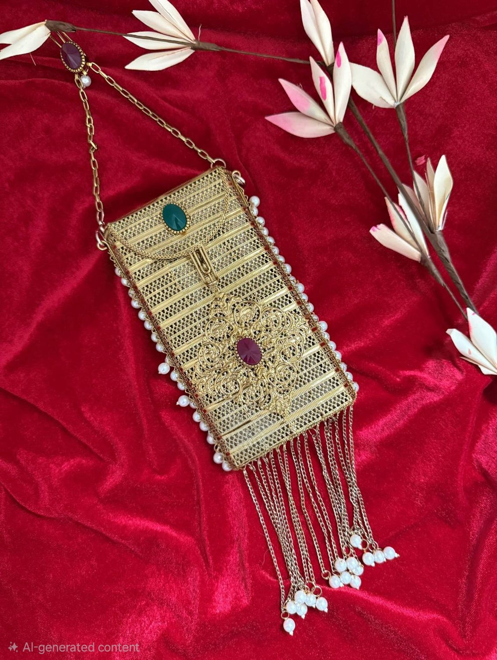 Antique Mobile Pouch with Fringe Tassel
