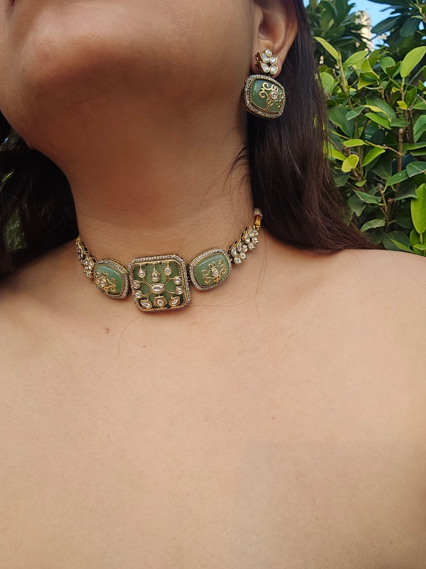 Inlay Mint Choker Set