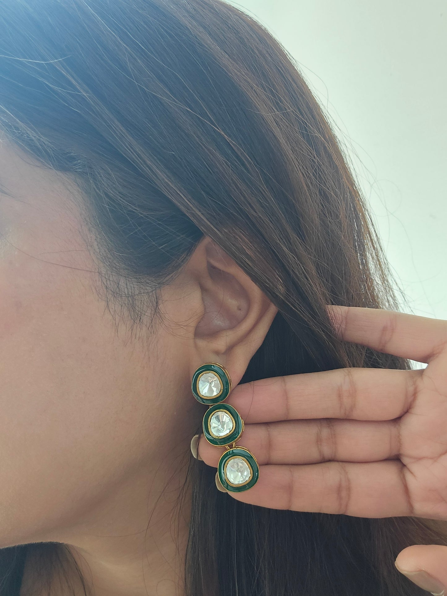 Double layered Polki Moissanite Necklace Set