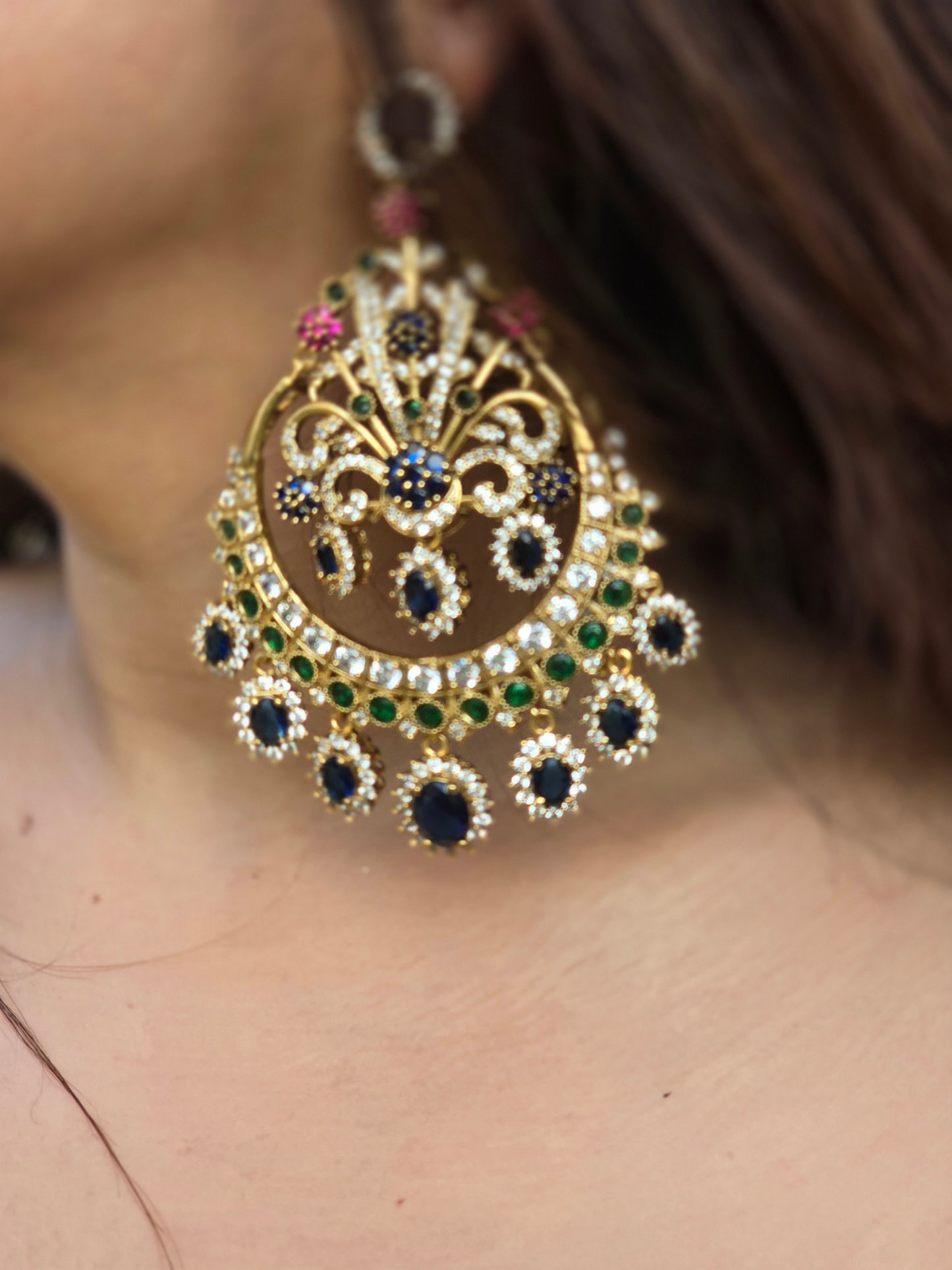 Shirin precious stones Chaandbaali Earrings