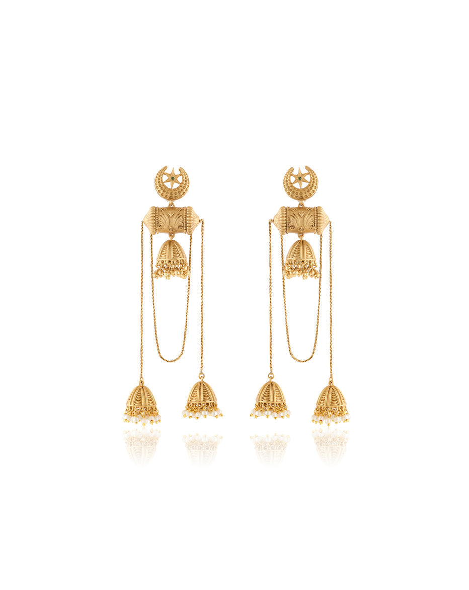 Devika Temple Ear Jhumka Earrings