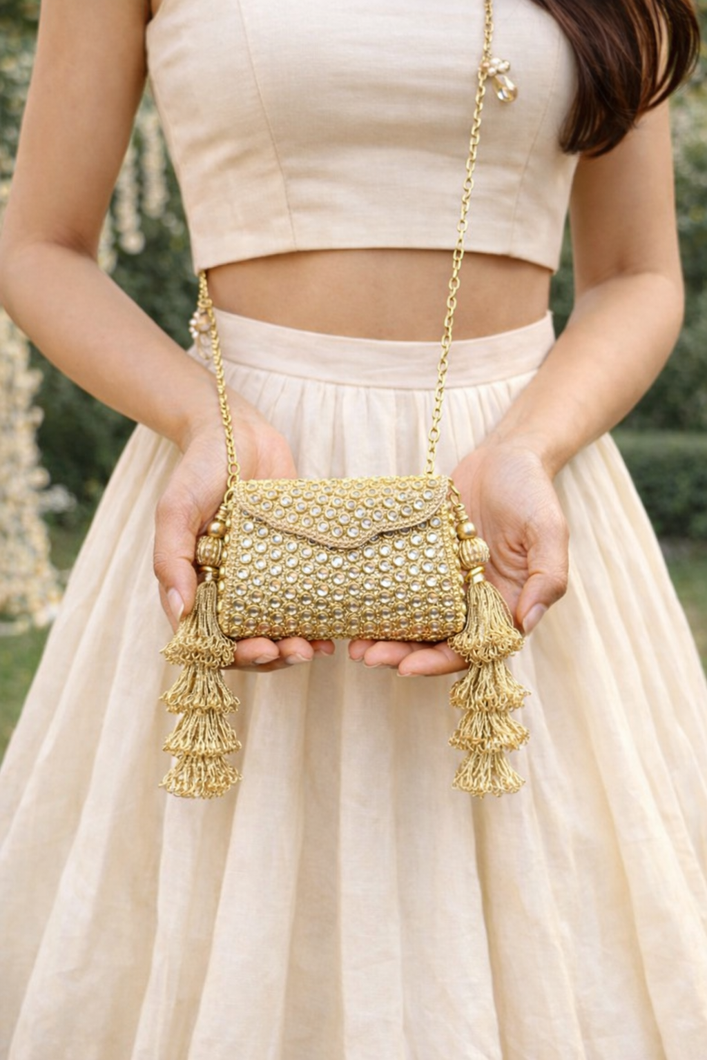 Noor-e-Zari Mini Clutch Bag with Tassles and Charms